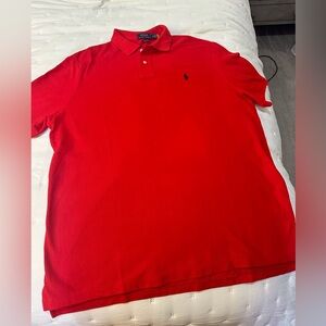 Ralph Lauren The Iconic Mesh Polo Shirt Red with Blue Horse Size XL